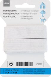 HEMA Bandelastiek 1.5mx20mm Soepel Wit (wit)