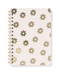HEMA Notitieboek Spiraal A5 Lijnen Bloemen - Beige