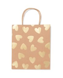 HEMA Cadeautas 18x29cm Hartjes Goud