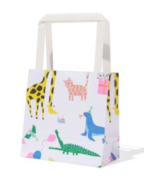 Cadeautasjes Papier 13x13x7 Feestbeesten - 6 Stuks