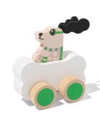 HEMA HEMA Auto Met Superheld Hond 10x11x6.5cm Hout