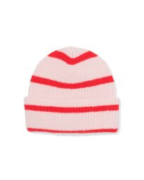 051 Kinder Beanie Strepen Rood Roze (roze)
