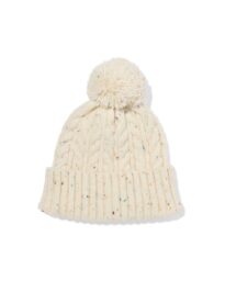 HEMA HEMA Kinder Beanie Pompon Crème Beige (beige)
