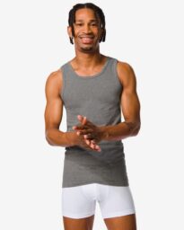 HEMA HEMA Herenhemden Naadloos Perfect Comfort - 2 Stuks Grijs (grijs)