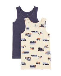 HEMA HEMA Kinderhemden Auto - 2 Stuks Gebroken Wit (gebroken wit)