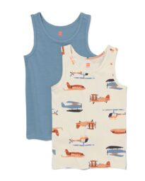 HEMA Kinderhemden Katoen Stretch Vliegtuig - 2 Stuks Gebroken Wit (gebroken wit)