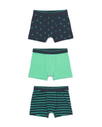 HEMA Kinderboxers Katoen/stretch - 3 Stuks Blauw (blauw)