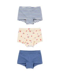 051 Kinderboxers Stretch Katoen Kers - 3 Stuks Blauw (blauw)