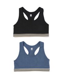 HEMA Kinder Croptops Stretch Katoen - 2 Stuks Zwart (zwart)