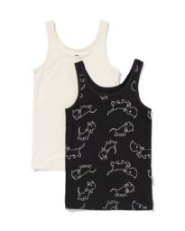 HEMA Takkie Kinderhemden Stretch Katoen - 2 Stuks Zwart (zwart)