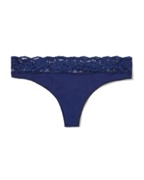 140 Damesstring Naadloos Micro Met Kant Donkerblauw (donkerblauw)