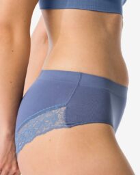 140 Dameshipster Naadloos Micro Met Kant Blauw (blauw)