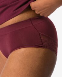 HEMA HEMA Dameshipster Naadloos Micro Met Kant Bordeauxrood (bordeauxrood)