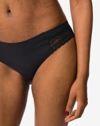 HEMA HEMA Dames Brazilian Micro Met Kanten Inzet Zwart (zwart)