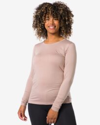 HEMA Dames Temptech T-shirt Lange Mouw Beige (beige)
