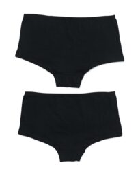 HEMA Dames Shorties Stretch Katoen - 2 Stuks Zwart (zwart)