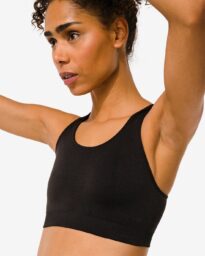 HEMA Damessporttop Medium Support Naadloos Zwart (zwart)