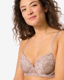 HEMA HEMA Voorgevormde Bh Met Kant Met Beugel Beige (beige)