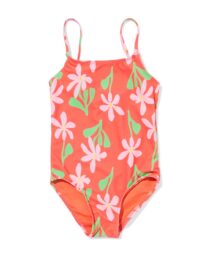 051 Kinderbadpak Bloemen Koraal (koraal)