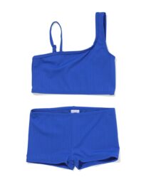 HEMA Kinderbikini Rib Blauw (blauw)