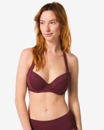 HEMA Dames Halter Bikinitop Met Beugel Cup B-E Donkerrood (donkerrood)