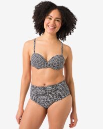 HEMA Dames Bikini Taillebroekje Control Zwart/wit (zwart/wit)