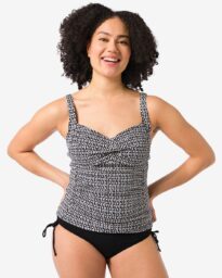 HEMA Dames Tankinitop Control Zwart/wit (zwart/wit)
