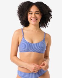 HEMA Damesbikinitop Seersucker Blauw (blauw)