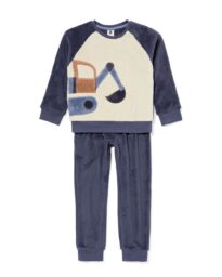 051 Kinderpyjama Fleece Auto Donkerblauw (donkerblauw)