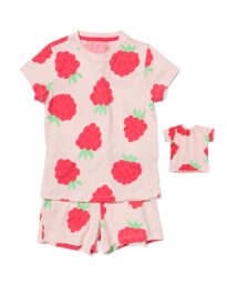 HEMA Kinder Shortama Framboos + Poppenpyjama Roze (roze)