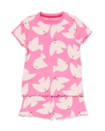HEMA Kinder Shortama Rib Vogel Roze (roze)