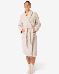 HEMA HEMA Dames Badjas Rib Fleece Beige (beige)