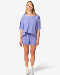 HEMA Damespyjama Korte Broek Wafelkatoen Blauw (blauw)