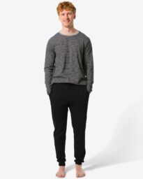 HEMA Herenpyjama Strepen Zwart (zwart)
