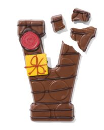 HEMA HEMA Handgedecoreerde Chocoladeletter Melk V 180g