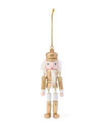HEMA HEMA Kersthanger Notenkraker 3x14x4.5cm Hout Goud (goud)