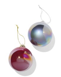 HEMA HEMA Kerstballen Set Glas Olie Rood-zilver - 2 Stuks (multi)