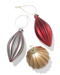 HEMA HEMA Kerstballen Set 8.2cm Glas Glitter Rand - 3 Stuks (multi)