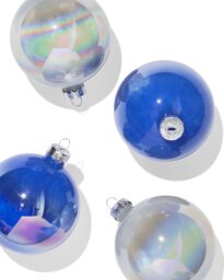 HEMA HEMA Kerstballen Set 8.5cm Glans Zilver-blauw - 4 Stuks (multi)