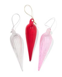 HEMA HEMA Kerstballen Set 14.5cm Glas Druppel - 3 Stuks (rood)