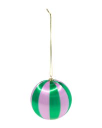 HEMA HEMA Kerstbal 6.9cm Satijn Strepen Lila-groen (multi)