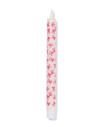HEMA HEMA Led Lange Huishoudkaars ⌀2.2x25cm Strik Wit-roze
