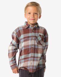 HEMA HEMA Kinderoverhemd Flanel Ruiten Bruin (bruin)