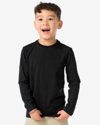 051 Kinder Basis T-shirts Stretch Katoen - 2 Stuks Zwart (zwart)