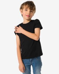 051 Kinder Basis T-shirts Stretch Katoen - 2 Stuks Zwart (zwart)
