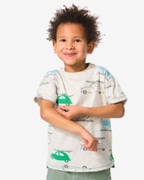 HEMA Kinder T-shirt Auto&apos;s Ecru (ecru)