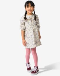 HEMA Kinderjurk Mousseline Bloemen Gebroken Wit (gebroken wit)