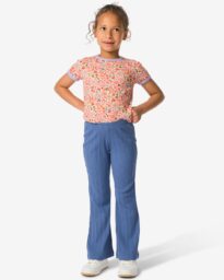 HEMA Kinderlegging Flared Fit Rib Blauw (blauw)