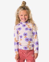 HEMA HEMA Kinder T-shirt Rib Bloemen Ecru (ecru)