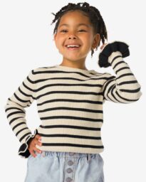 051 Kindertrui Rib Strepen Ecru (ecru)